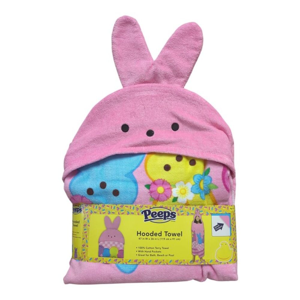 Franco Kids Character 100% Cotton Hooded Towel with Hand Pockets - Peeps